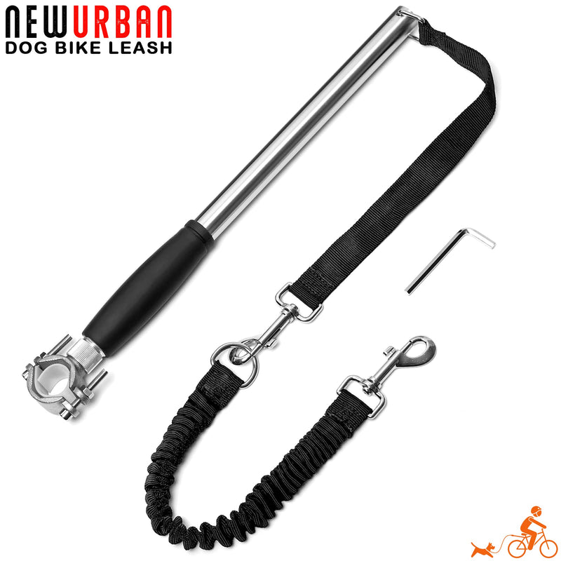 NEWURBAN - Dog Leash - Easy Installation Removal - Hands Free Dog Bike - Training Leash - for Training - Jogging - Cycling and Outdoor - Safe with Pets Steel and Black Handle - PawsPlanet Australia