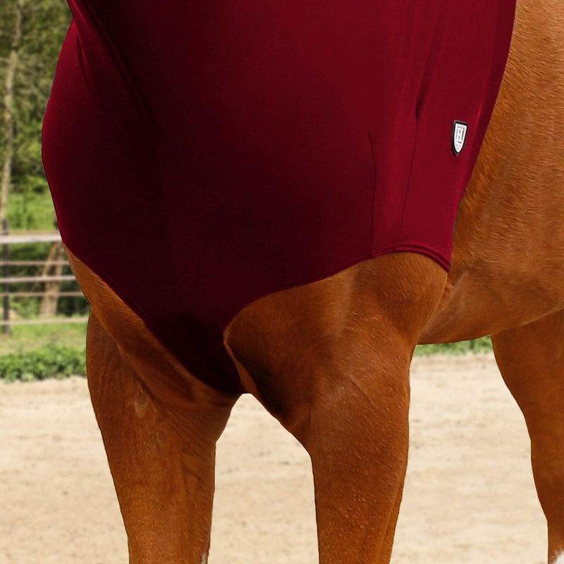 [Australia] - Harrison Howard Lycra Hood Stretch Lycra Horse Hood with Zip Cob (M) Ruby 