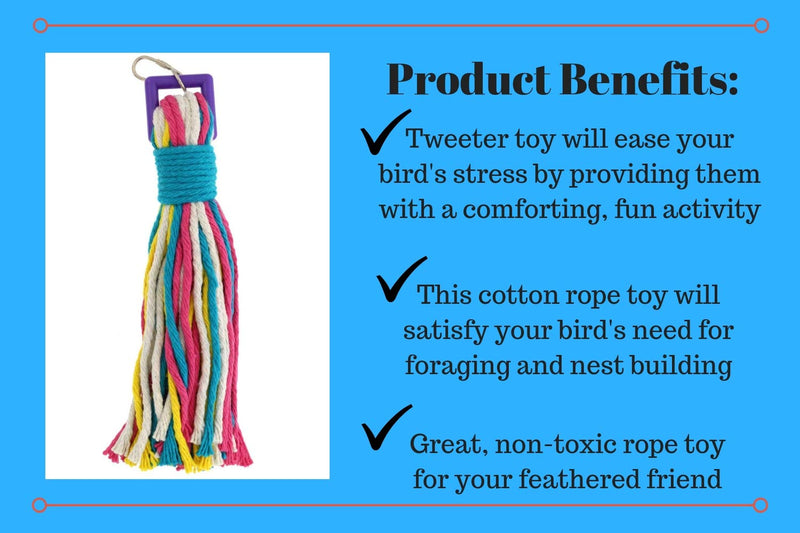[Australia] - Platinum Tweeter Weave Bird Toy - Perfect Cage Toy for Playing & Preening - Colorful, Safe, Cotton Rope - Fully Engaging Activity for Your Bird Large 