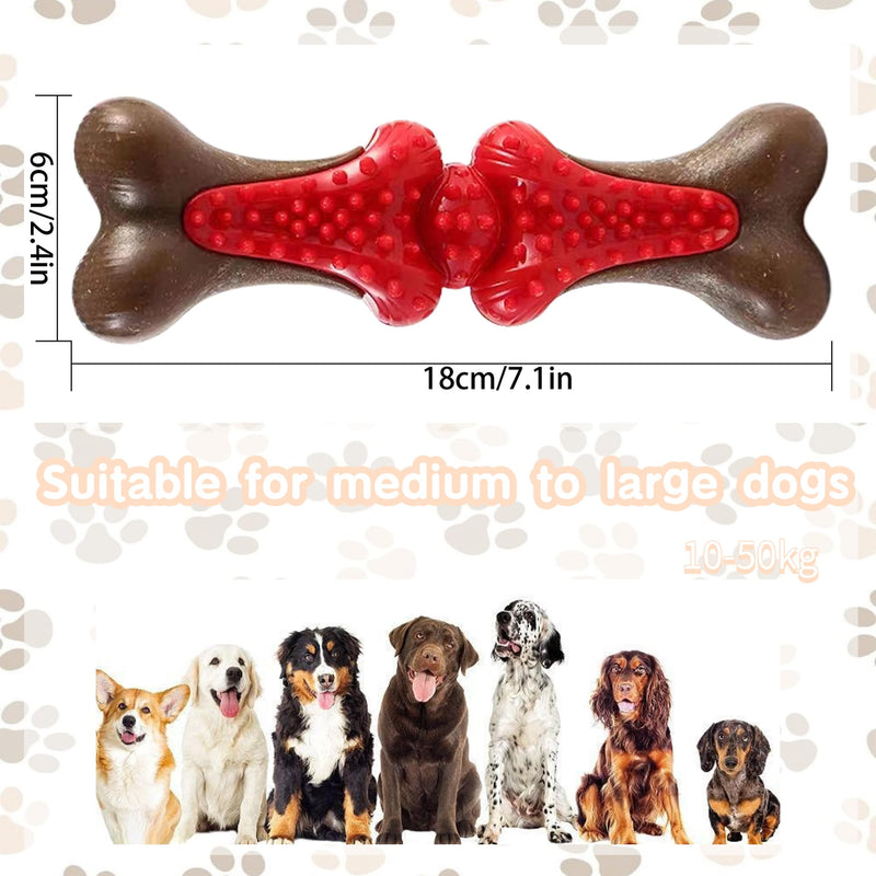 Lacusmall dog chew toy, hard dog toy for aggressive chewers with wood fibers, dog tooth toy for cleaning and training, strong dog toy chews for a long time and permanently red - PawsPlanet Australia