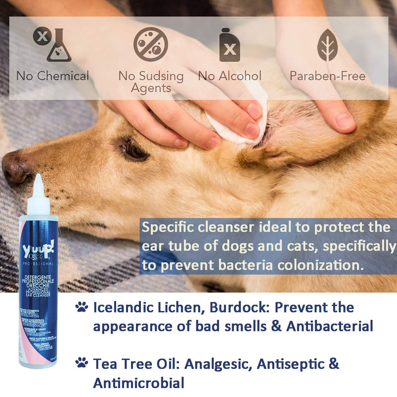 YUUP! Italy Advanced Professional Cat and Dog Ear Cleaner & Ear Infection Treatment - Advanced Solution Reducing Itching Redness, Odor, Irritation & Inflammation - Alcohol Free (8.5 oz/ 250 ml) - PawsPlanet Australia