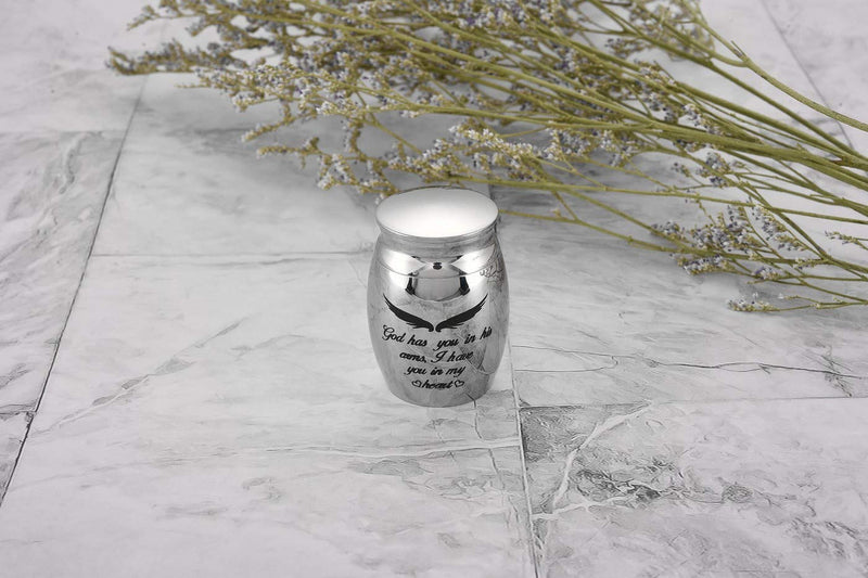 PiercingJak Custom Engraving Small Keepsake Urns for Ashes Mini Cremation Urns Stainless Steel Memorial Ashes Holder Decorative Urns for Human Pet Ash - God Has You in His Arms, I Have You in My Heart Non Engraving - PawsPlanet Australia