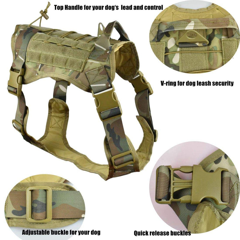 [Australia] - JFFCESTORE Tactical Service Dog Vest Adjustable Training Vest Harness with Detachable Pouches Multicm Medium 