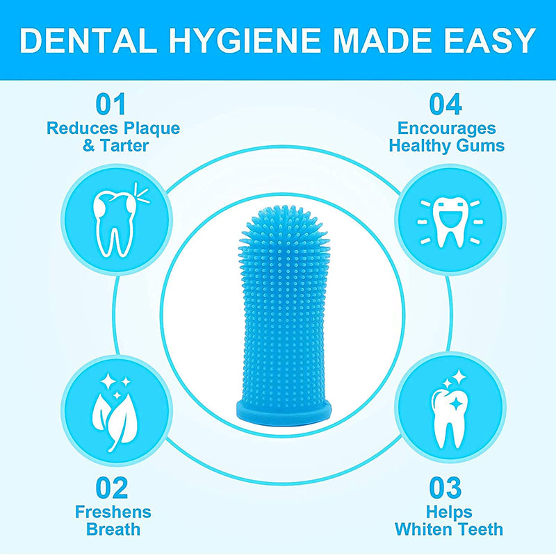 Bileumec Dog Toothbrush Fingerling - 360° Silicone Bristles, Ergonomic Design, Easy to Use, Dental Care for Dogs (Pack of 4) - PawsPlanet Australia