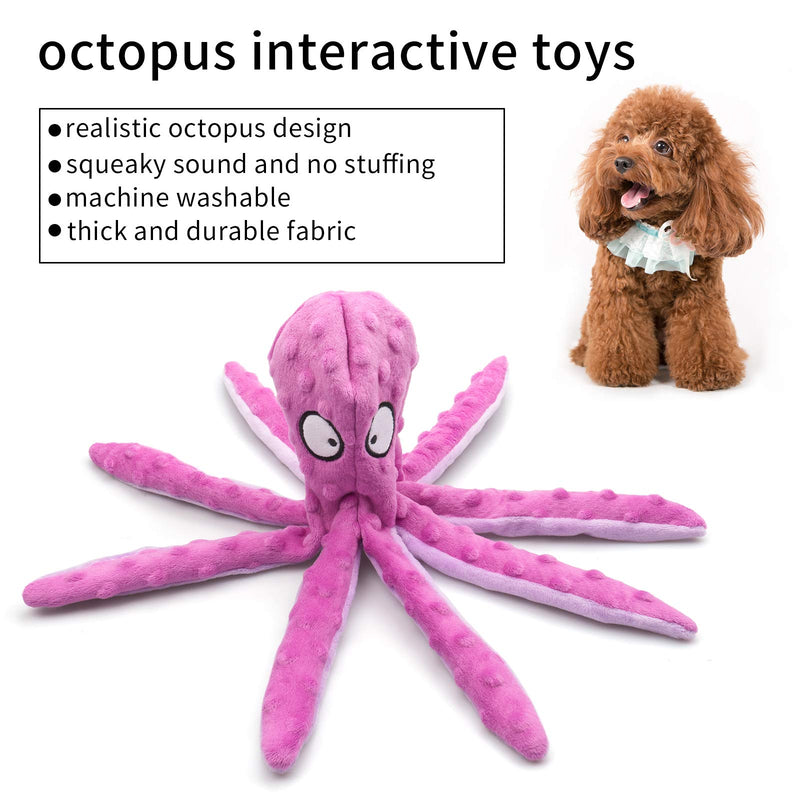 Dog Squeaky Toys, 2 Pack Durable Cute Dog Chew Toys No Stuffing Crinkle Plush Dog Toys for Small Medium Dogs Training Puppy Teething(Octopus Shape) - PawsPlanet Australia