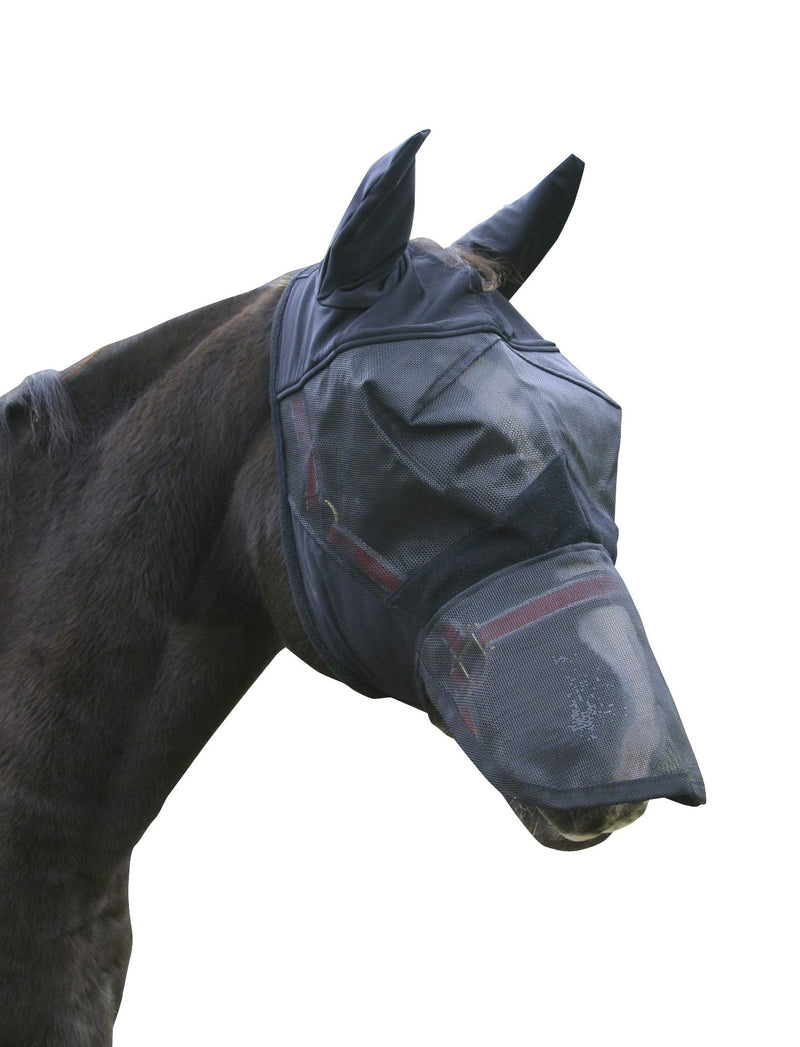 Kerbl Notch fly protection mask fino stretch blue tight fitting elastic warmblood / thoroughbred - PawsPlanet Australia