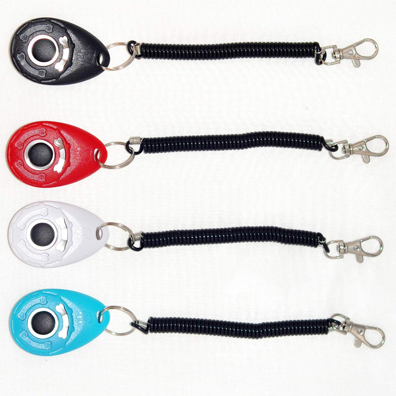 Cyclpet 14 Multi-Colorful Dog Clicker - Large Medium Small Dogs Training Clicker with Wrist Strap. Black,Red,White,Sky Blue - PawsPlanet Australia