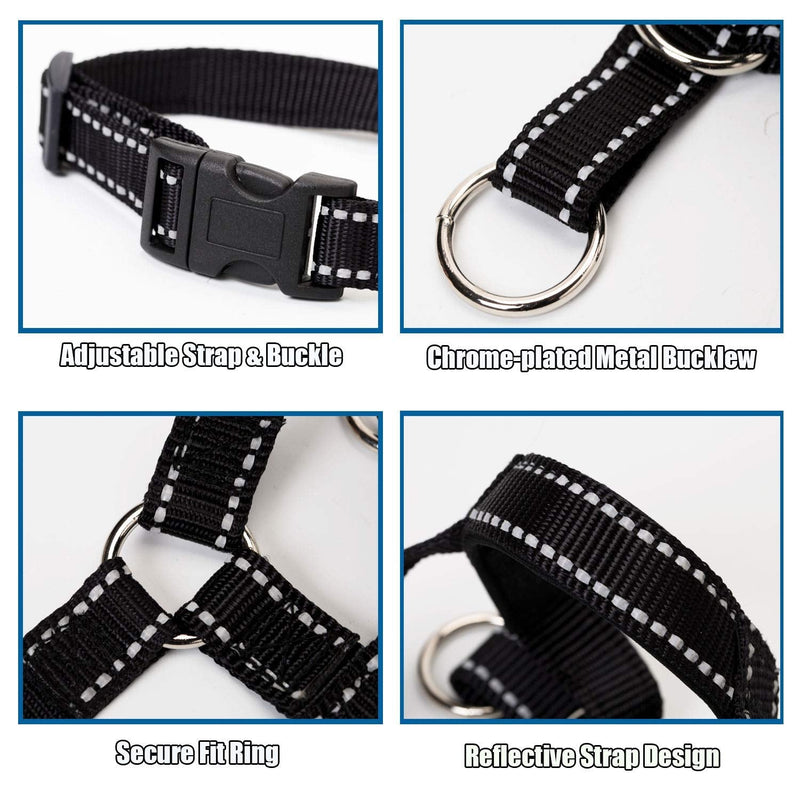 wintchuk Dog Head Collar, Head Collar with Reflective Strap to Stop Pulling for Small Medium and Large Dogs, Adjustable S Black - PawsPlanet Australia