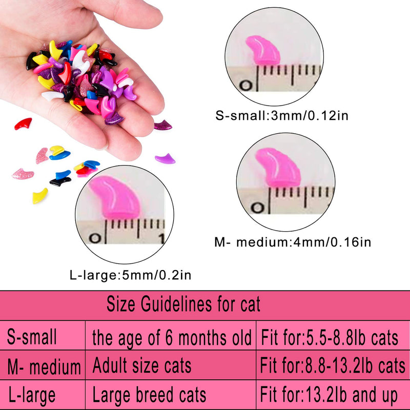 [Australia] - Lattook Pet Cat Nail Caps, Soft Kitten Soft Claws Covers Control Paws, Colorful Kitty Nails Caps + Adhesive Glue + Applicator with Instructions M - Medium Black-M-212 