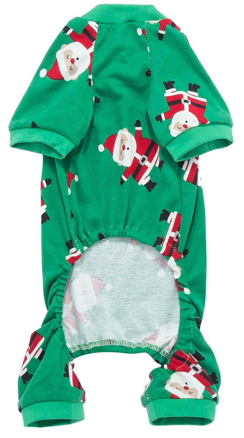 [Australia] - Lanyar Christmas Holiday Pet Dogs Pajamas Clothes 100% Cotton Santa Claus Rudolph Reindeer Small(Back length 12" Chest 18-20") Green Santa Claus 