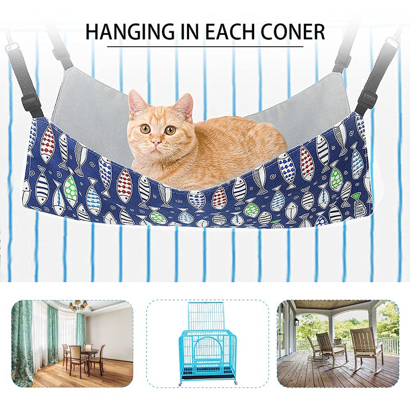 FOUFLY Blue Pet Bed Cat Hanging Hammock Bed Breathable Canvas Cat Hammock Comfortable Cat Cage Hanging Nest for Small and Medium Pets - PawsPlanet Australia