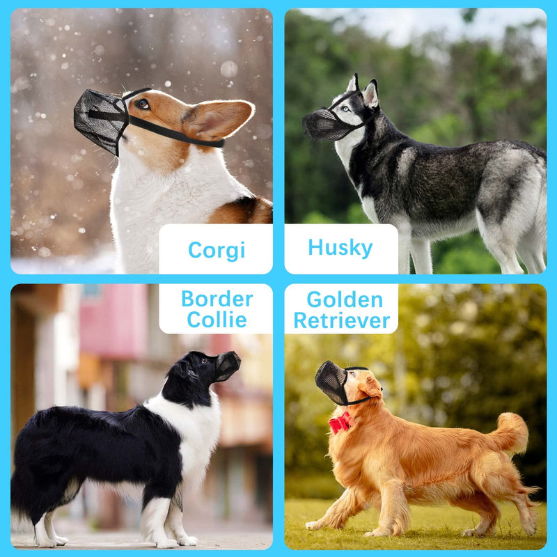 Muzzle for dogs, FWLWTWSS dog muzzle with rounded mesh and adjustable loop, dog muzzle for small, medium and large dogs prevents biting, chewing and barking (L) L - PawsPlanet Australia