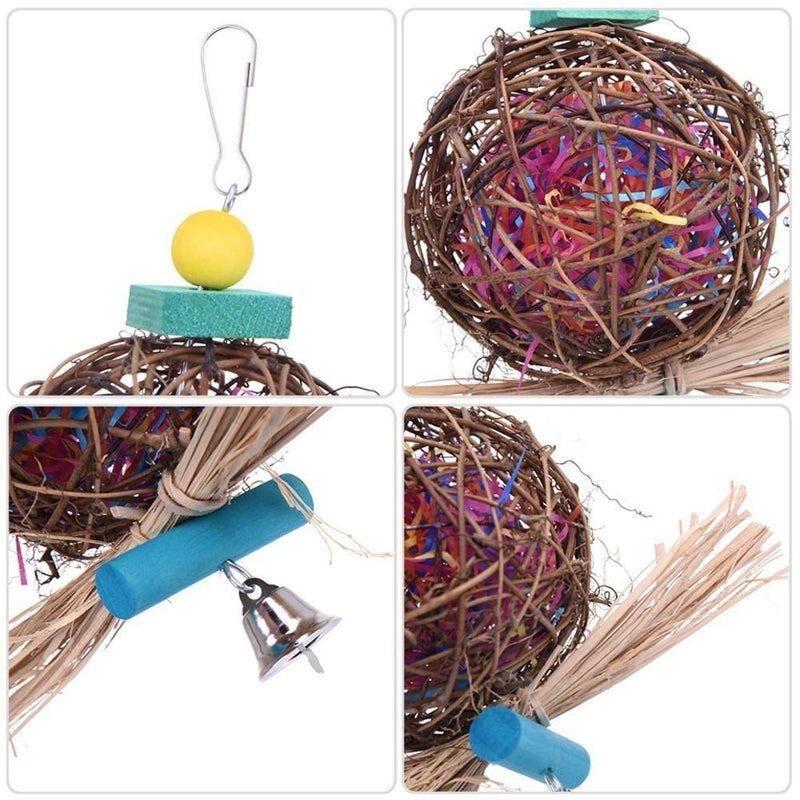 Bird Chew Toy Natural Rattan Ball Come with Paper Strips for Parrot Budgie Parakeet Cockatiel Conure Lovebird Finch Cockatoo African Grey Macaw Cage - PawsPlanet Australia