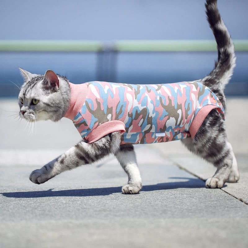 Cat Professional Recovery Suit for Abdominal Wounds and Skin Diseases,E-Collar Alternative for Cats and Dogs, After Surgey Wear Anti Licking, Recommended by Vets L Camouflag - PawsPlanet Australia