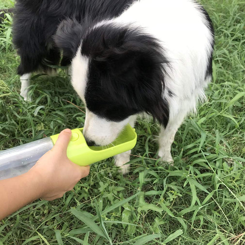 YUSKO Portable Dog Water Bottle 450ml, Pet Water Bottle, Food Grade ABS Leak Proof Lightweight Water Dispenser Drinking Bowl Bottles for Pet Outdoor Travel, Walking Drinking Cup (16 Oz) (Green) Green - PawsPlanet Australia