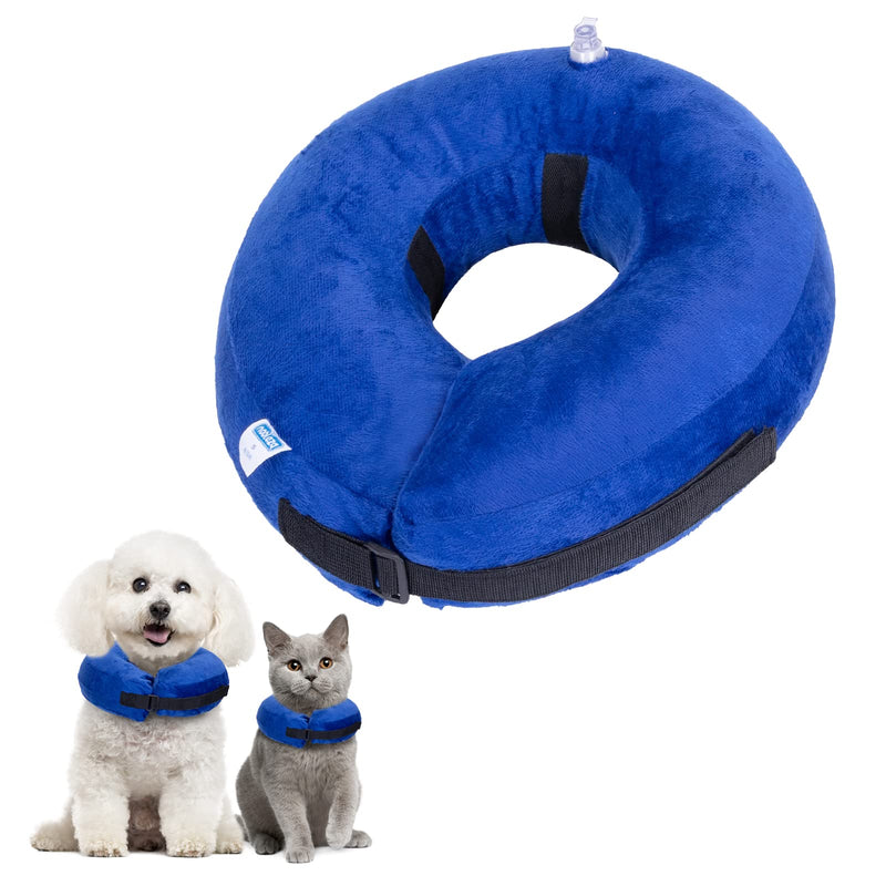 Nobleza - Inflatable neck collar for dogs and cats, adjustable protective collar for dogs, comfortable protective collar with Velcro fastener for pets, cats, dogs after surgery and injuries (blue, S) blue - PawsPlanet Australia