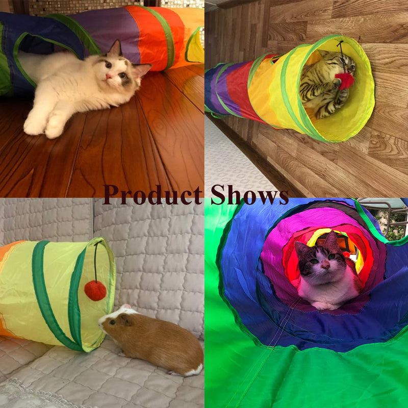 ASOCEA Cat Toys Collapsible Tunnel Rainbow Splice Cat Tunnel for Most Cats Indoor and Outdoor Exercising Hiding Training and Running with Fun - PawsPlanet Australia