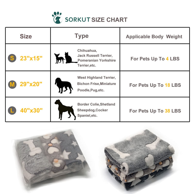 1 Pack 3 Puppy Blankets Super Soft Warm Sleep Mat Grey Cute Print Blanket Fluffy Fleece Pet Blanket Flannel Throw Dog Blankets for Small Dogs Puppy Dogs Fluffy Cats,Star&Bone&Love-Small(23"x15") Small(23"x15") Bone/Love/Star - PawsPlanet Australia