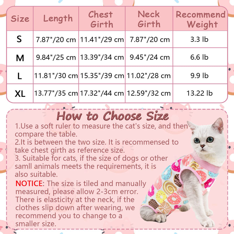 HACRAHO Cat Recovery Suit, 1 PCS Donut Pattern Thin Cotton Cat Recovery Suit and Breathable Cat Surgery Protective Shirt After Recovery Surgery for Small Cats and Puppies, Chest Girth 11.41" - PawsPlanet Australia