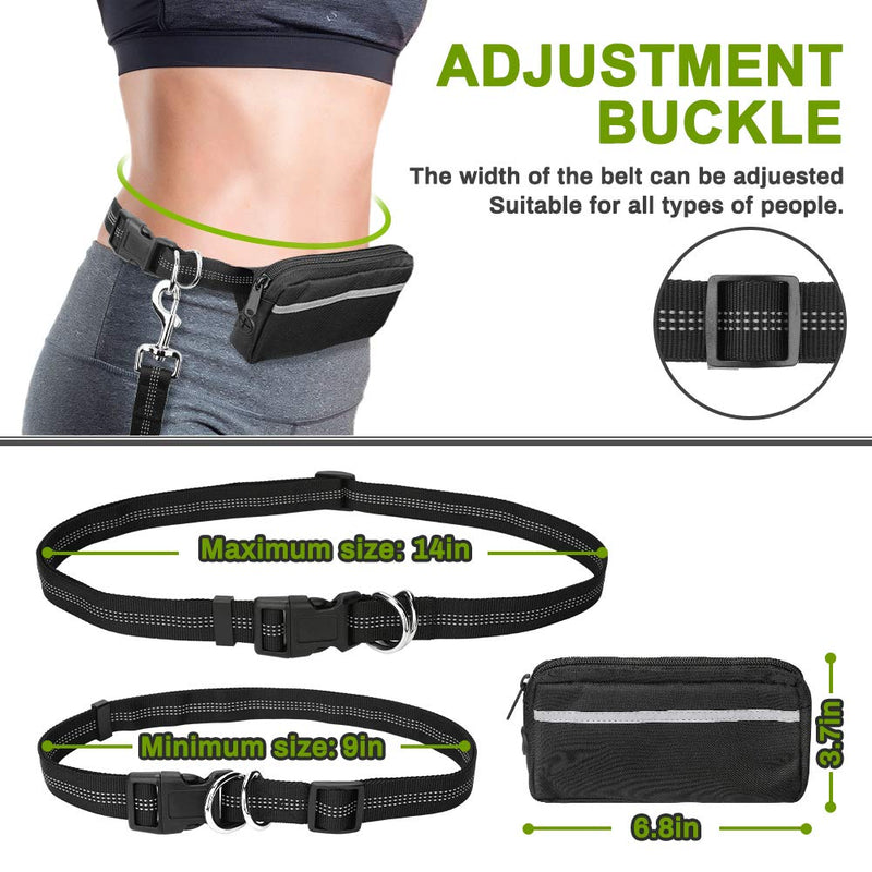 Hands Free Dog Running Lead Upkey Dual-Handle Adjustable Dog Leash Waist Belt for Dog Walking Lead Jogging Lead Belt with Reflective Stripe Pouch for Medium to Large Dogs, Dog Lead for Training, Green - PawsPlanet Australia