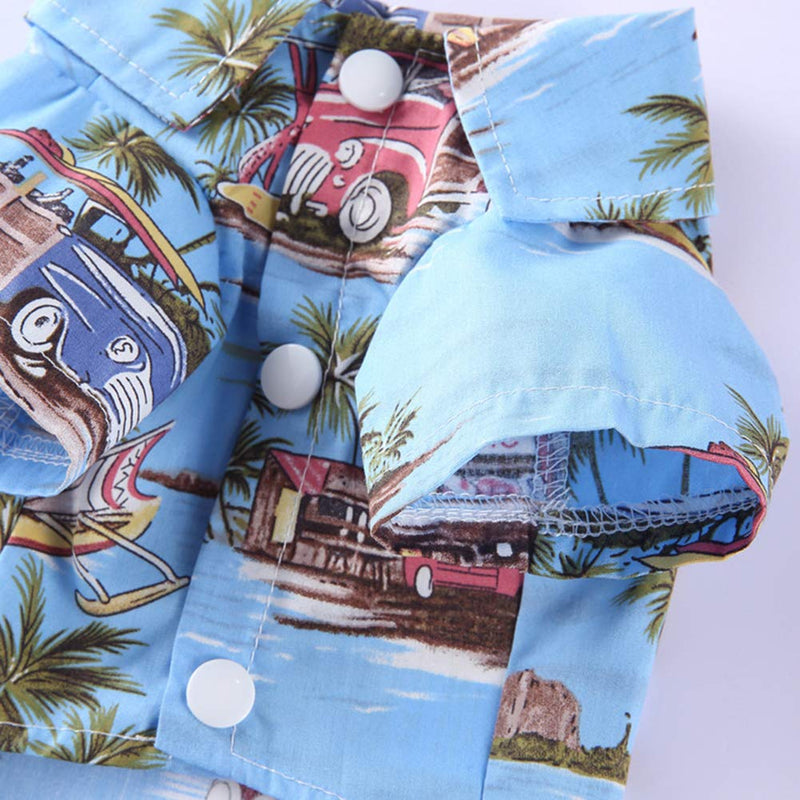 Tangpan Hawaiian Beach Coconut Tree Print Dog Shirt Summer Camp Shirt Clothes Medium Light Blue - PawsPlanet Australia