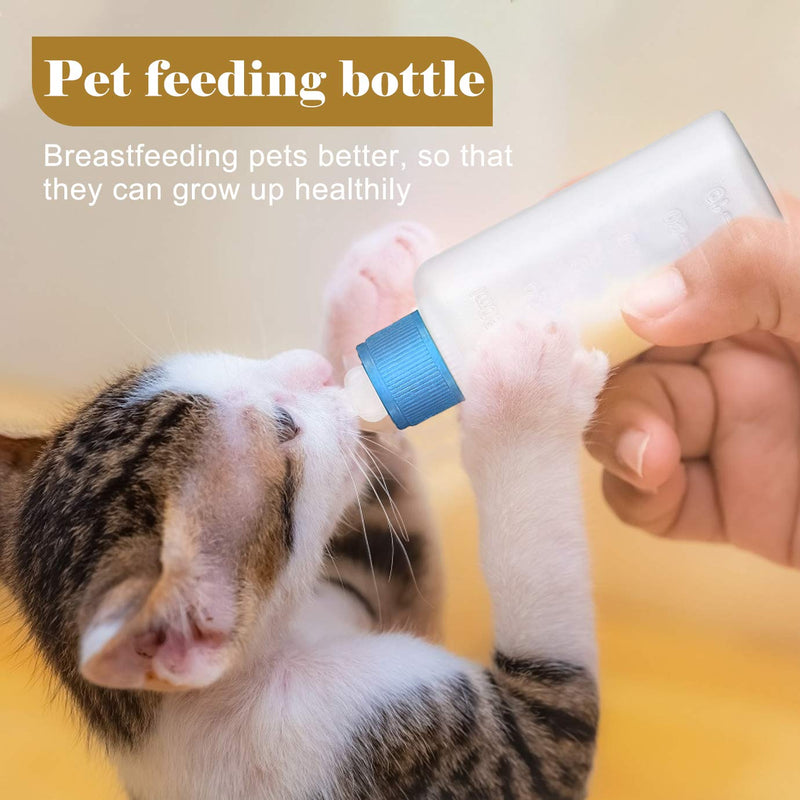KONUNUS 2 Set Pet Feeding Bottle Cat Nursing Bottle with Replacement Nipples and Cleaning Brushes 60ml Pet Bottle Set for Kitten Puppy Small Pet Feeding Tool - PawsPlanet Australia