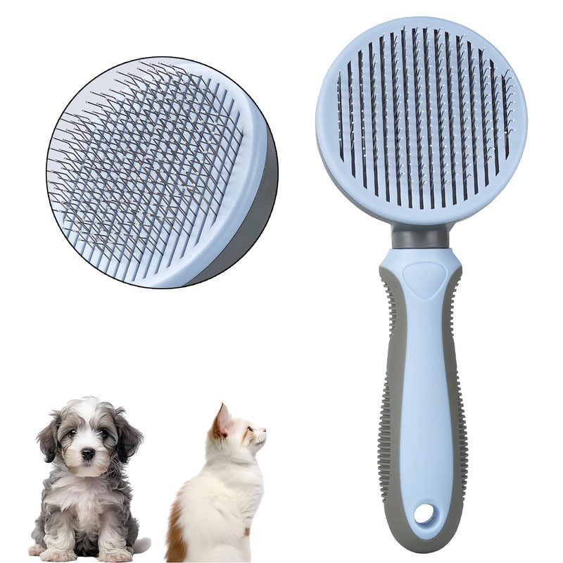 Cat Brush, Dog Brush, Pet Brush for Long and Short Hair， Pet Grooming Brush, Pet Slicker Brush for Matted and Tangled Hair with Self Cleaning Button (Haze Gray-B) Haze Gray-B - PawsPlanet Australia