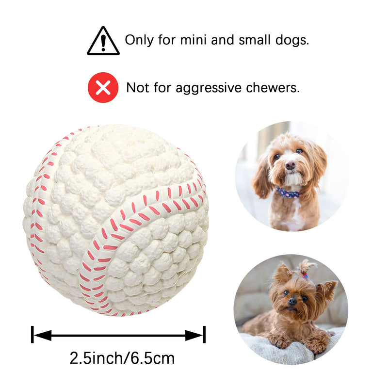 Dog Squeaky Toys for Small Medium Dogs, Interactive Dog Ball Toys, Puppy Chew Ball with Squeaker, Durable Pet Toy 100% Natural Rubber Small Baseball - PawsPlanet Australia