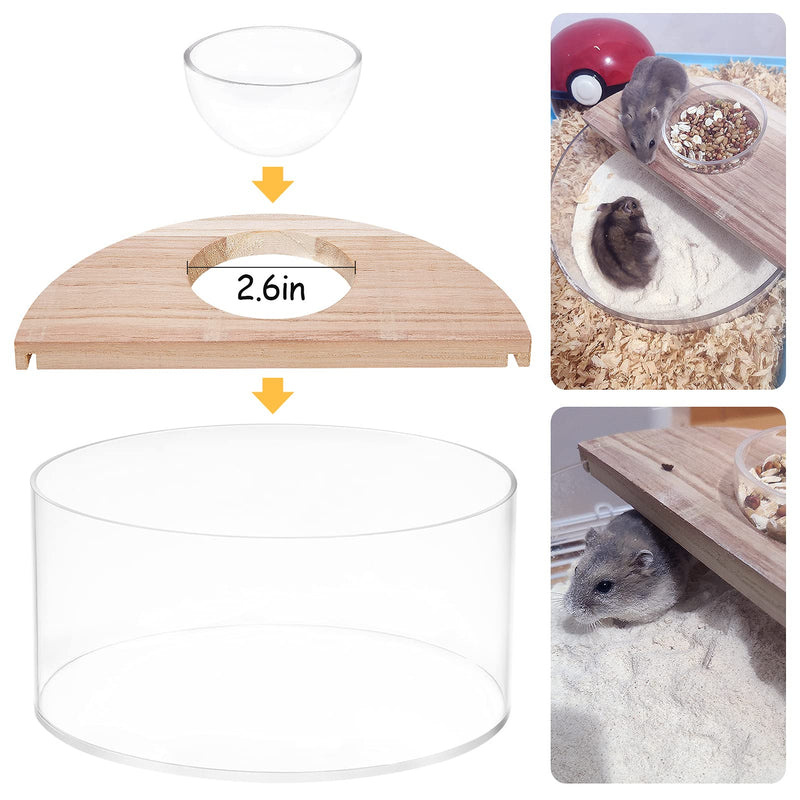 Acrylic Small Pets Sand Bath Box with Tiny Pet Bowl- Assemble Hamster Shower & Digging Sand Bathtub Rat Hamster Hideout Sand Bath Container for Lemming Chinchilla Gerbil Little Animal - PawsPlanet Australia