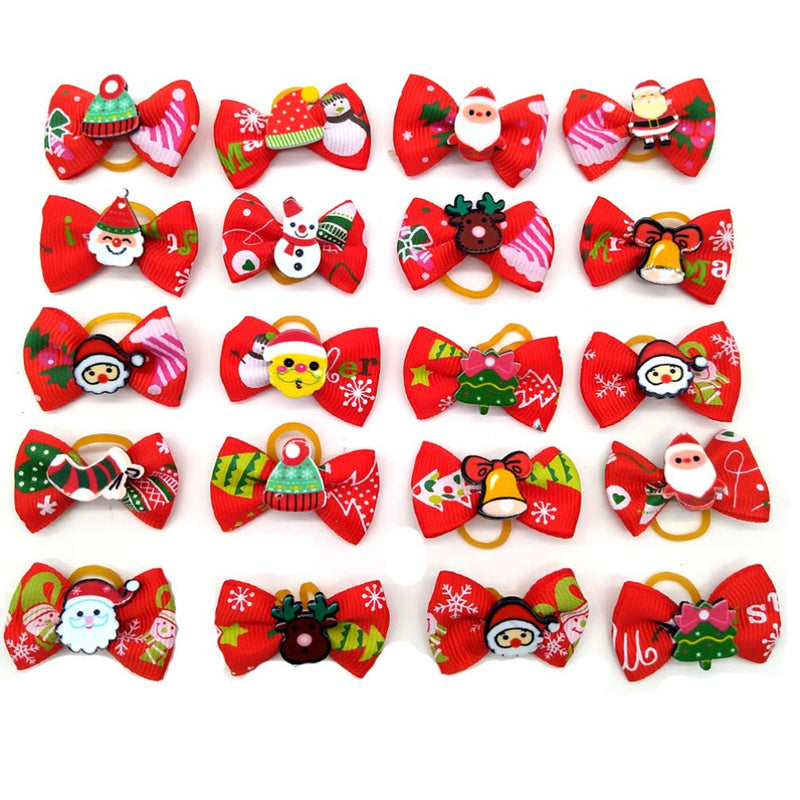 Balacoo 100Pcs Cute Dog Christmas Hair Bows - Elastic Dog Bowknot Hair Band - Fashion Small Dog Puppy Hair Bowknot Topknot Grooming Decor - Dog Hair Accessories - PawsPlanet Australia