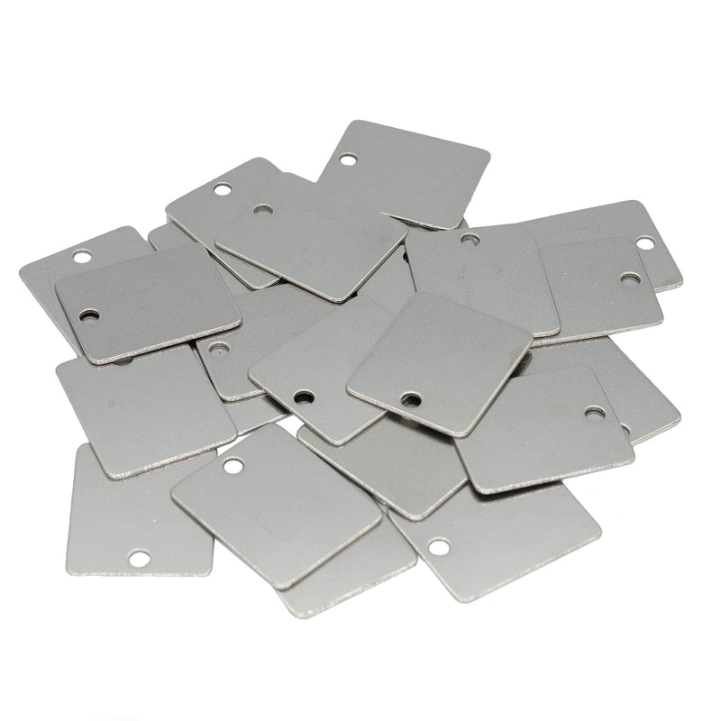 Rectangle Engraving Blanks Stamping Blanks Stainless Steel Blank Tags with Key Rings 25 Pack - PawsPlanet Australia