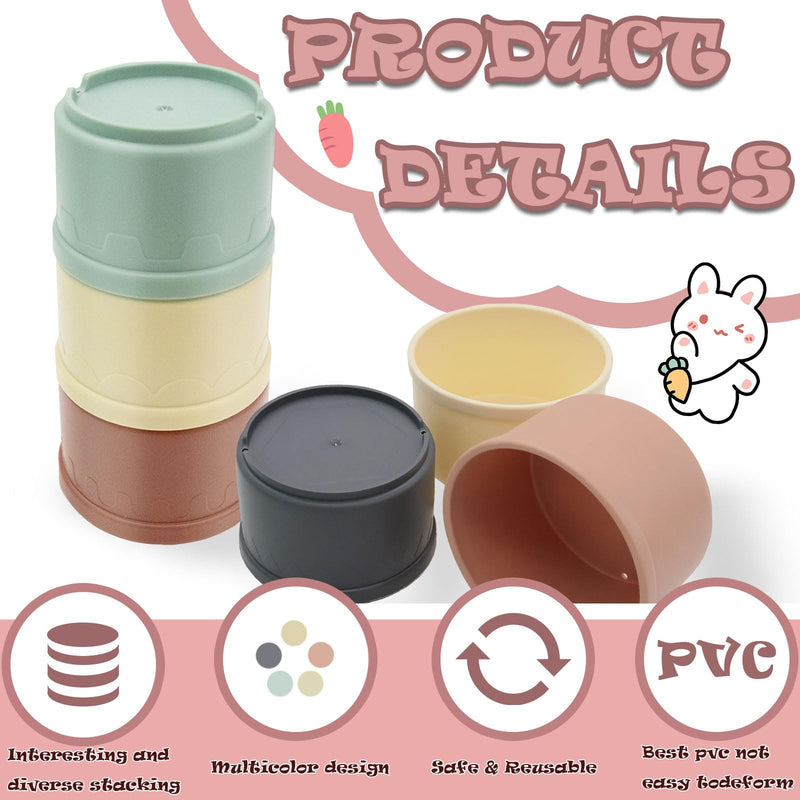 TiciKim Pack of 8 stacking cups for rabbits, multi-coloured rabbit toy, stackable rabbit food toy, feed dispenser for rabbits, bunny nesting toy for small animals, rabbits, hamsters and more - PawsPlanet Australia