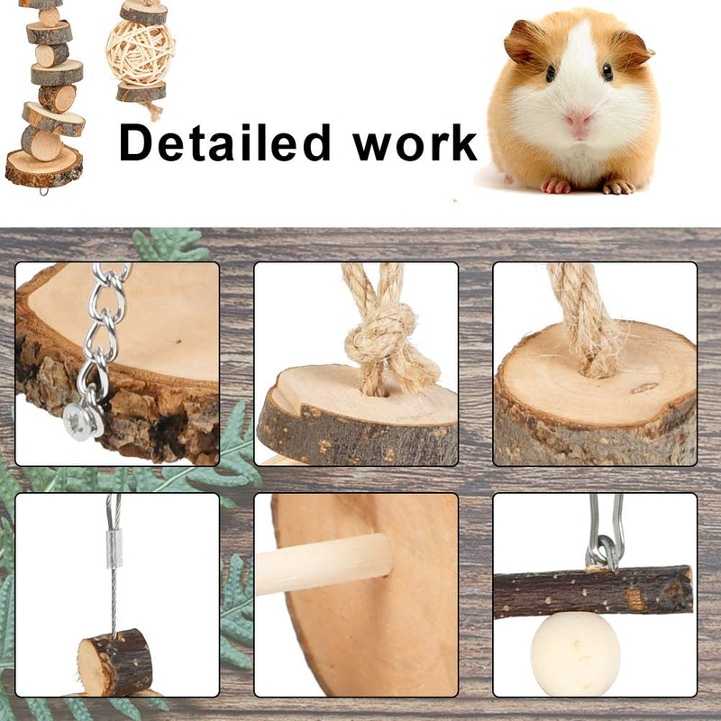 OFNMY Hamster Chew Toys Set of 12 Gerbil Rat Guinea Pig Chinchilla Chew Toys Accessories Playing Molar Supplies,Natural Wooden Dumbbells Exercise Bell Roller Teeth Care Molar Toy - PawsPlanet Australia