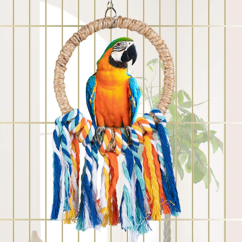 [Australia] - Dono 7pcs Bird Parrot Swing Toys,Hanging Bell-Colorful Chewing Toys with Hammock for Small and Medium Bird Parakeets Cockatiels,Conures,Parrots,Love Birds,Finches 