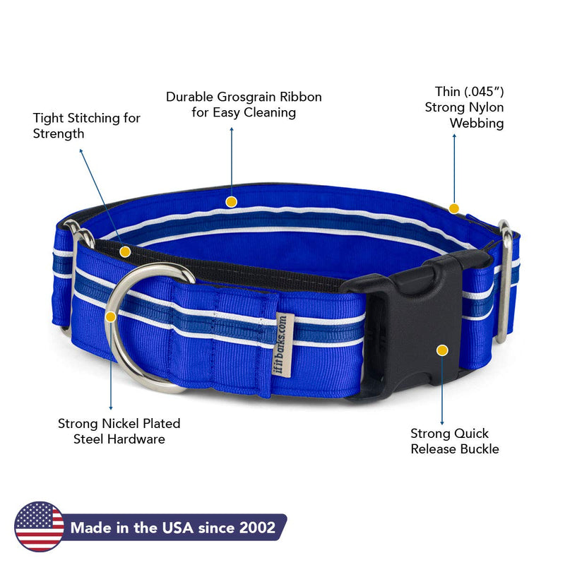 If It Barks - 1.5" Martingale Collar for Dogs - Adjustable - Nylon - Strong and Comfy - Ideal for Training - Made in USA Small w/Buckle Blueberry - PawsPlanet Australia