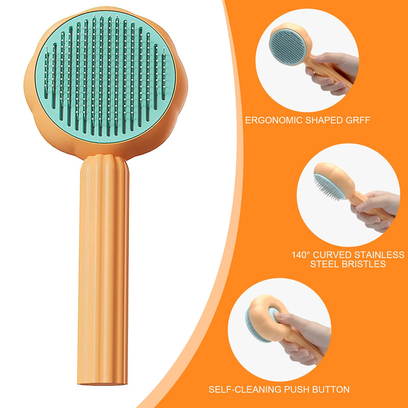 Pet hair cleaning brush, dog brush, cat brush, pet brush for short hair, long hair, cat comb with handle, brush for pet grooming for removing undercoat, loose fur and dirt (A) A - PawsPlanet Australia