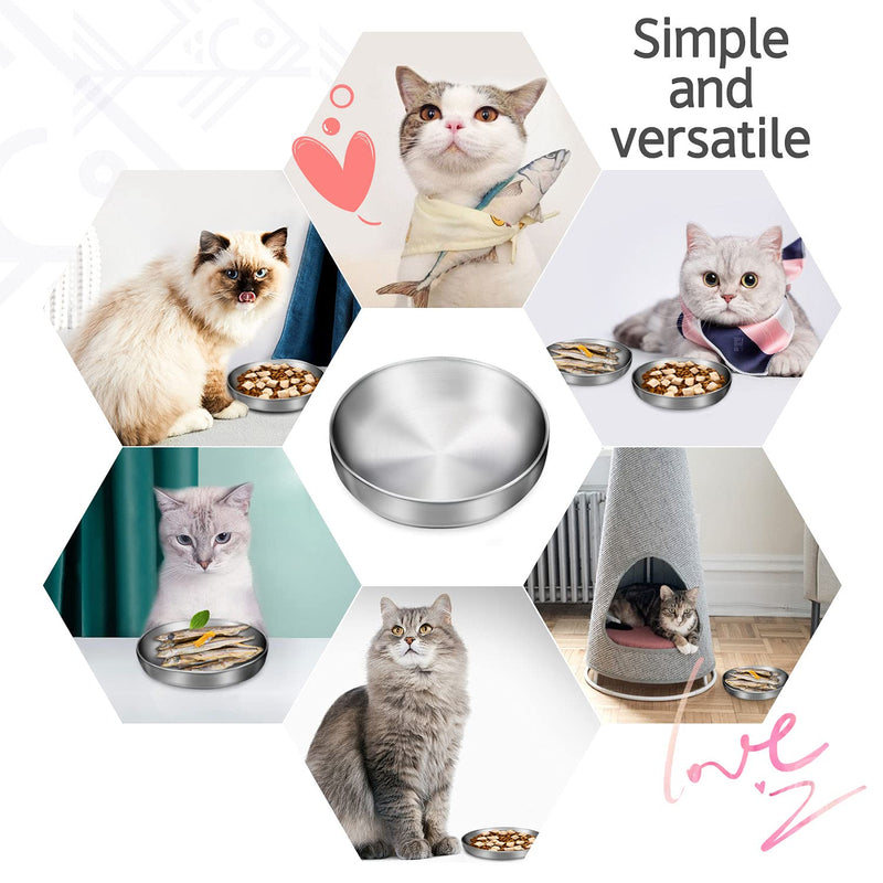 2x Stainless Steel Bowl Cat Bowl, 304 Material Cat Dish, Safe to Contact with Food, Drop-proof and Easy to Clean - PawsPlanet Australia