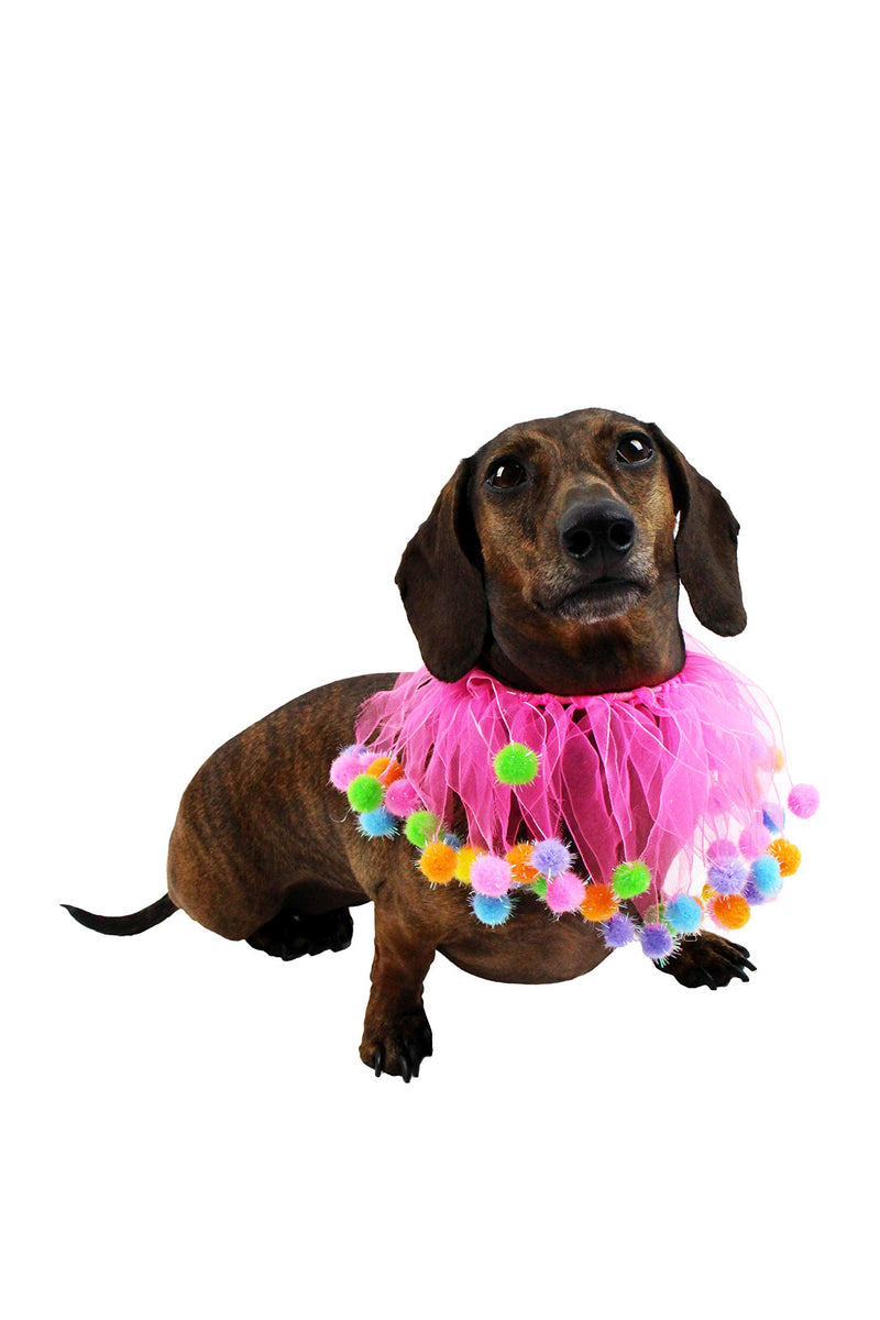 [Australia] - Midlee Pink Birthday Pom Pom Dog Collar Large 