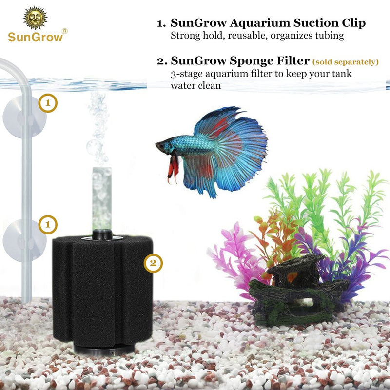[Australia] - SunGrow Aquarium Suction Cup Clips, 1 Inch Diameter, Reusable Rubber Clamps for Fish Tank, Maintain A Neat and Clean Habitat, Fits Standard 0.2" Aquarium Airline Tubing and Hose, 20 Pieces 