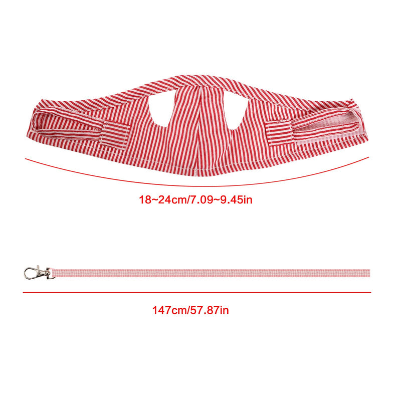 Outdoor harness with leash for small pets, adjustable striped vest, chest strap, safety harness, lead rope for guinea pigs, ferrets, Dutch pig etc. Red size S - PawsPlanet Australia