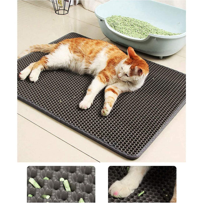 Cat Litter Mat Litter Trapping Mat Scratching Pads for Cat with Honeycomb Foldable Double Layer Design Water & Urine Proof Easy Clean Waterproof EVA Material BPA Fits Under Litter Box Floor-40x50cm - PawsPlanet Australia