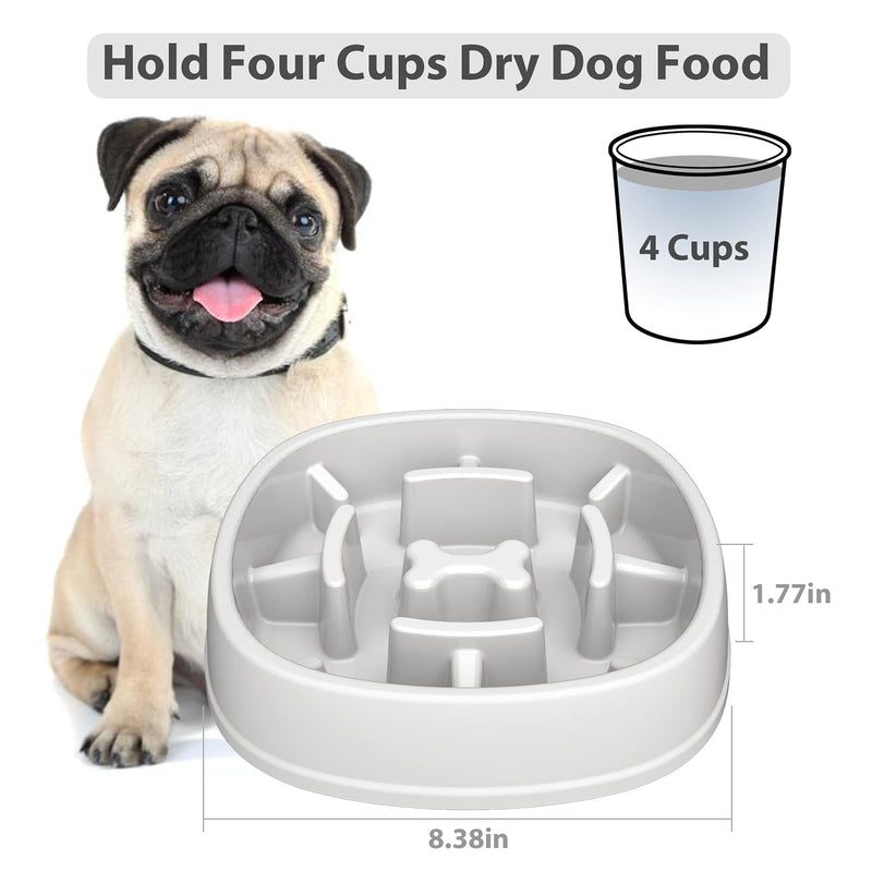 Dog Slow Feeder Bowl-Slow Feeder Dog Bowl for Small/Medium Dogs,3 Cups,for Dog Pet Slow Feeder A-White-1 - PawsPlanet Australia