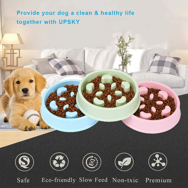 [Australia] - UPSKY Slow Feeder Dog Bowl Fun Feeder No Chocking Slow Feeder Bloat Stop Dog Cat Food Water Bowl with Funny Pattern Blue 