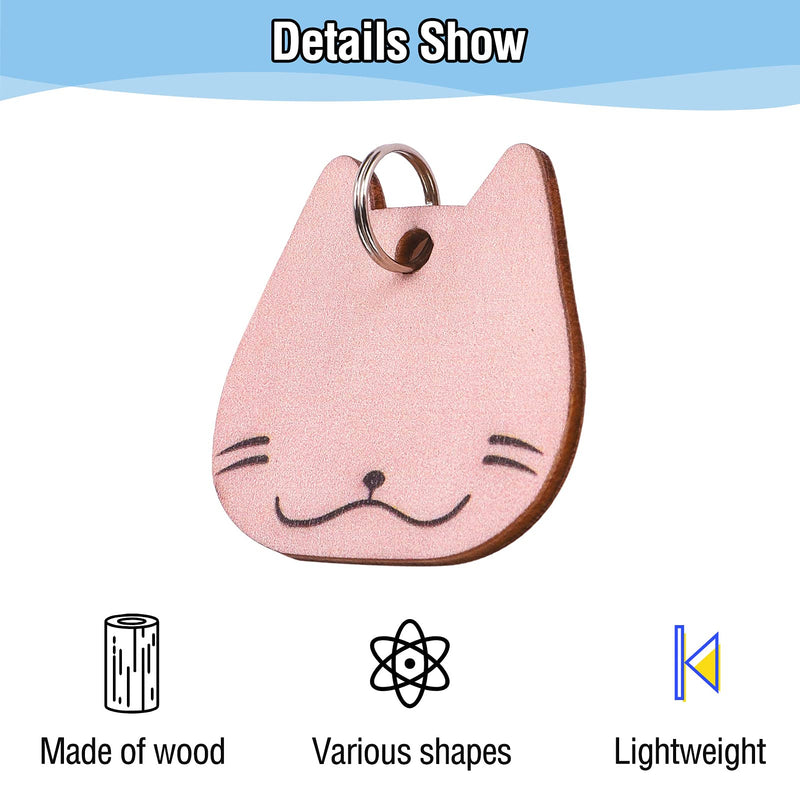 PUPTECK 6 PCS Pet ID Tags - Wooden Collar Accessories Dog ID Tag for Cats Rabbits Personalized, Lightweight, Handwriting and Cute Shapes - PawsPlanet Australia
