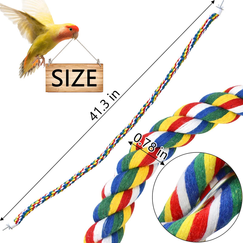 Bird Rope Perch for Parrots, Cockatiels, Parakeets, Budgie Cages Comfy Birds Colorful Rope Perches Toy (Large, 41 Inch) - PawsPlanet Australia
