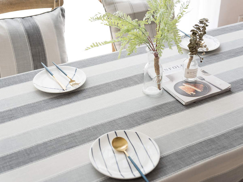 LINENLUX Stylish Square Rectangular Tablecloth/Table Cover for Kitchen Dinning Tabletop Decoration Gray Striped Square/Round 55 X 55 in A-gray Striped - PawsPlanet Australia