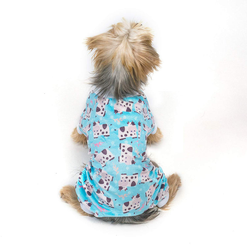 [Australia] - CuteBone Dog Pjs Onesies Pet Clothes Jumpsuit Apparel Soft Puppy Pajamas X-Small Cows&giraffe (Pack of 2) 