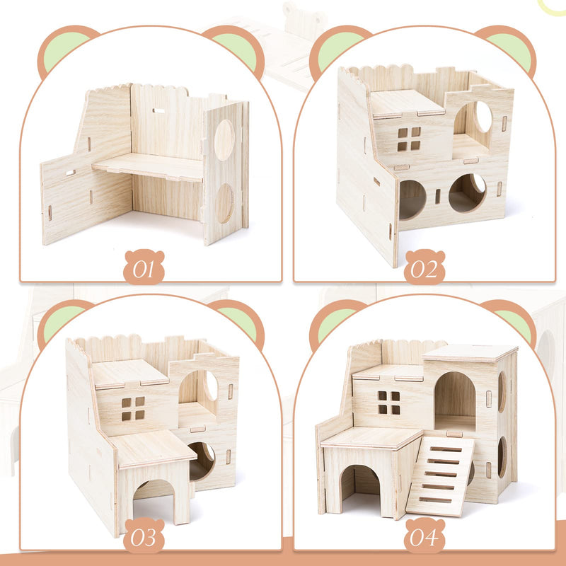 Bomoya Pack of 6 DIY hamster toys made of wood, hamster house made of wood, hamster hiding place, hamster chew toy, toy accessories for hamsters, guinea pigs, chinchillas, gerbils, dwarf hamsters - PawsPlanet Australia
