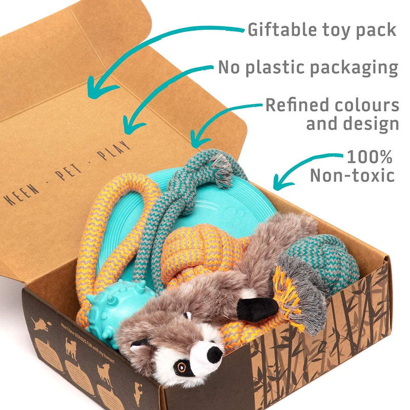 Keen.Pet.Play Puppy Dog Toys - Gift Box for Dog Training, Puppy Toys from 8 weeks, Dog Birthday Present & Puppy Teething Toys for Boredom (Pack of 6) - PawsPlanet Australia