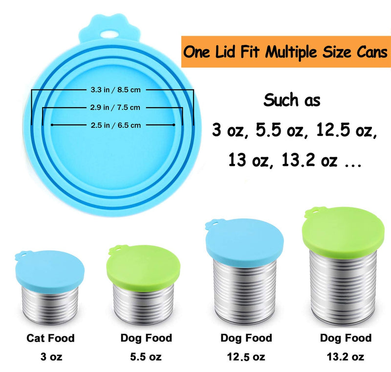 Comtim Pet Food Can Cover Silicone Can Lids for Dog and Cat Food(Universal Size,One fit 3 Standard Size Food Cans) Blue/Green - PawsPlanet Australia